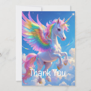 Rainbow Winged Prancing Unicorn  Thank You Card