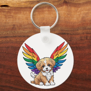 Rainbow Winged Puppy – Cute LGBTQ++ Pride Keychain