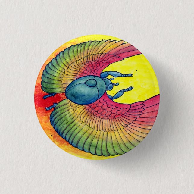 Rainbow Winged Scarab 1 Inch Round Button (Front)