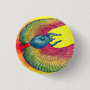Rainbow Winged Scarab 1 Inch Round Button
