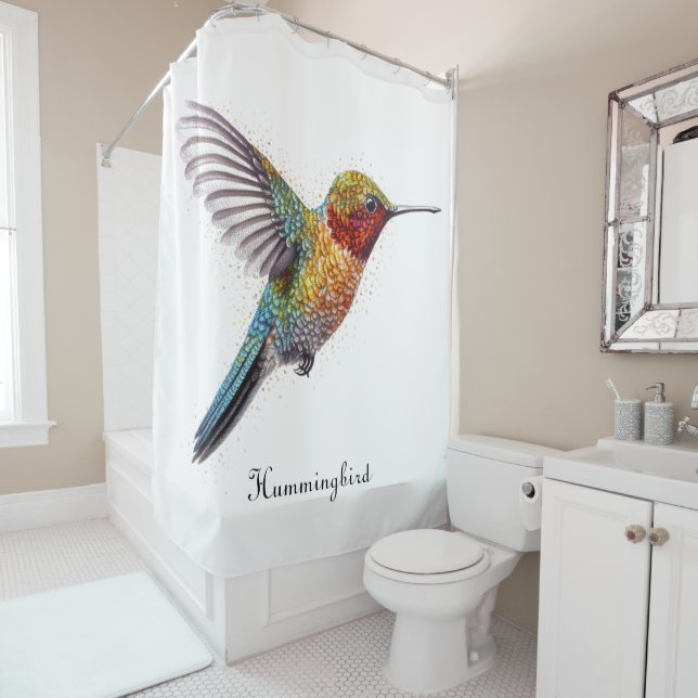 Rainbow Wings: Vibrant Hummingbird Art, custom (In Situ)