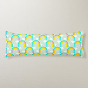 Rainbow with Cloud Blue Body Pillow