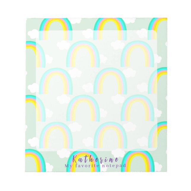 Rainbow with Cloud Blue Notepad (Front)
