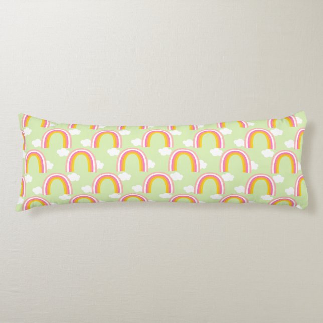 Rainbow with Cloud Light Green Body Pillow (Front)
