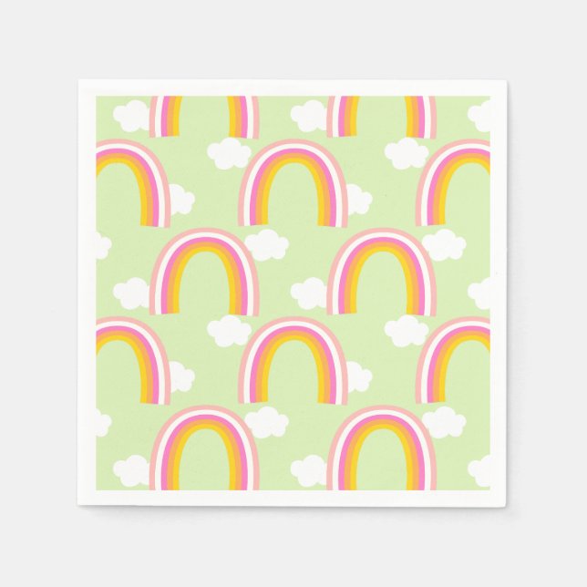 Rainbow with Cloud Light Green Napkin (Front)