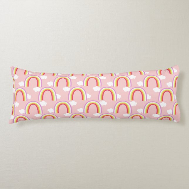 Rainbow with Cloud Pink Body Pillow (Front)