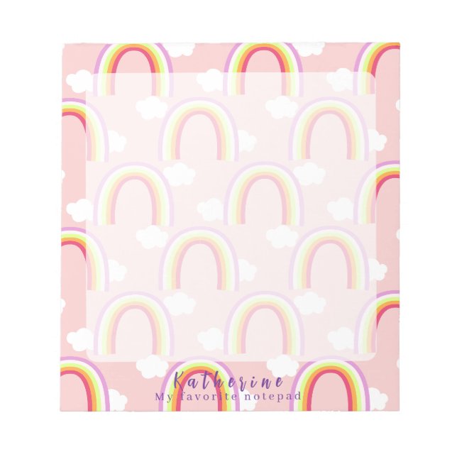 Rainbow with Cloud Pink Notepad (Front)