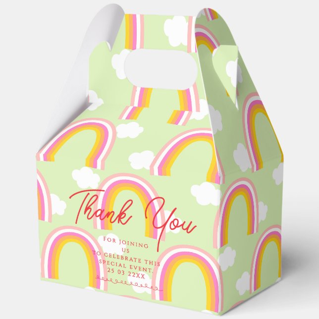 Rainbow with Cloud Thank You Light Green Favor Box (Front)