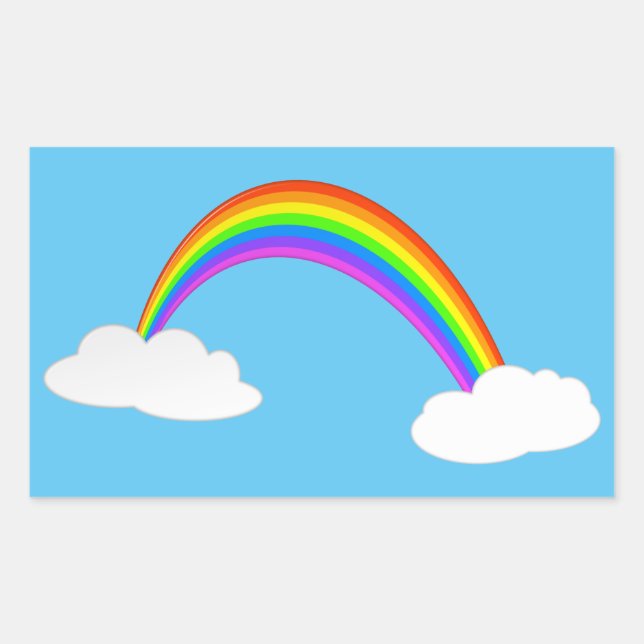 Rainbow With Clouds Sticker (Front)