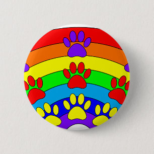 Rainbow With Dog Paw Prints 2 Inch Round Button