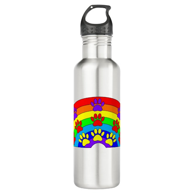 Rainbow With Dog Paw Prints 710 Ml Water Bottle (Front)