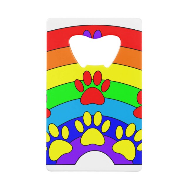 Rainbow With Dog Paw Prints Credit Card Bottle Opener (Front)