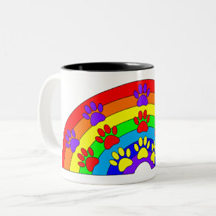 Rainbow With Dog Paw Prints Two-Tone Coffee Mug