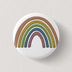 Rainbow With Faux Rustic Paper Texture 1 Inch Round Button