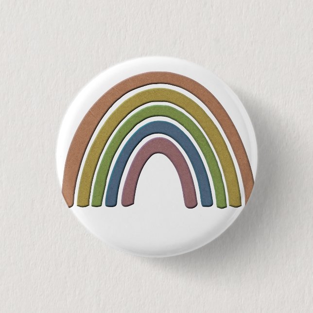 Rainbow With Faux Rustic Paper Texture 1 Inch Round Button (Front)