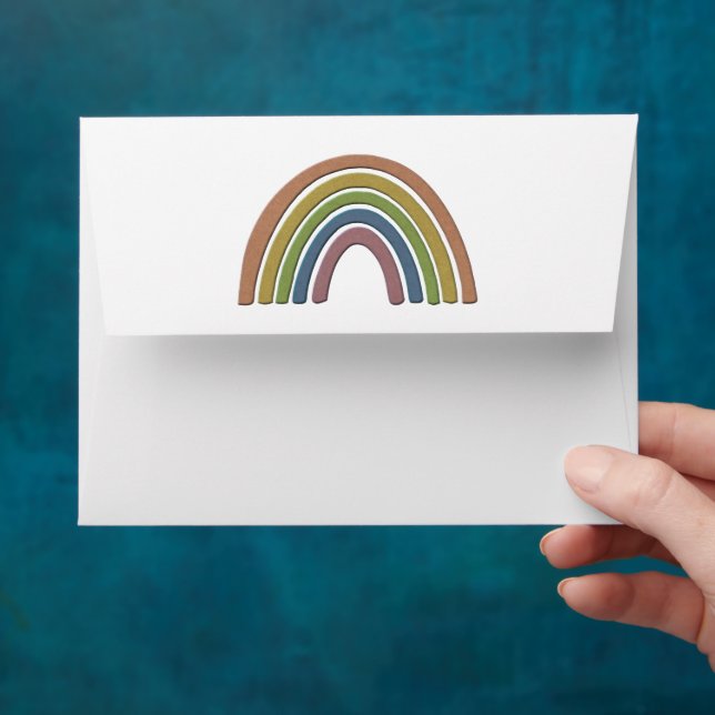 Rainbow With Faux Rustic Paper Texture Envelope (Hand)