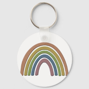 Rainbow With Faux Rustic Paper Texture Keychain
