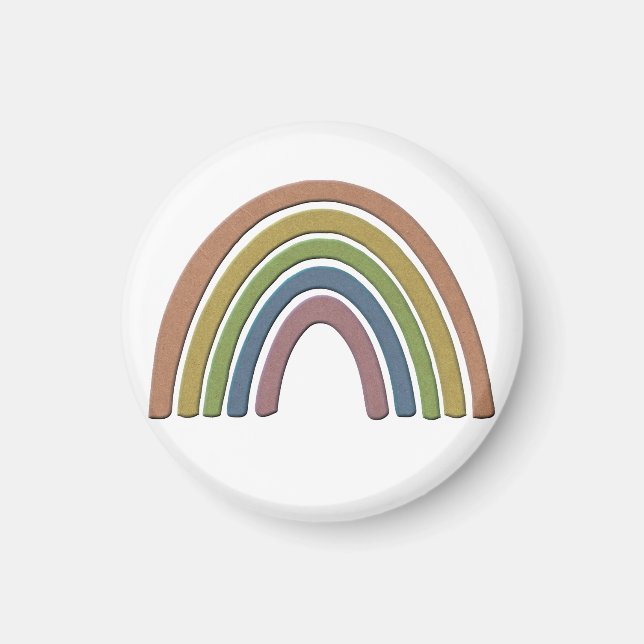 Rainbow With Faux Rustic Paper Texture Magnet (Front)