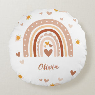 Rainbow with first name - Gift girl Round Pillow