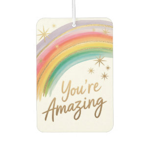 Rainbow with Gold Glitter and "You're Amazing"Text Air Freshener