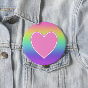 Rainbow with Heart 4 Inch Round Button