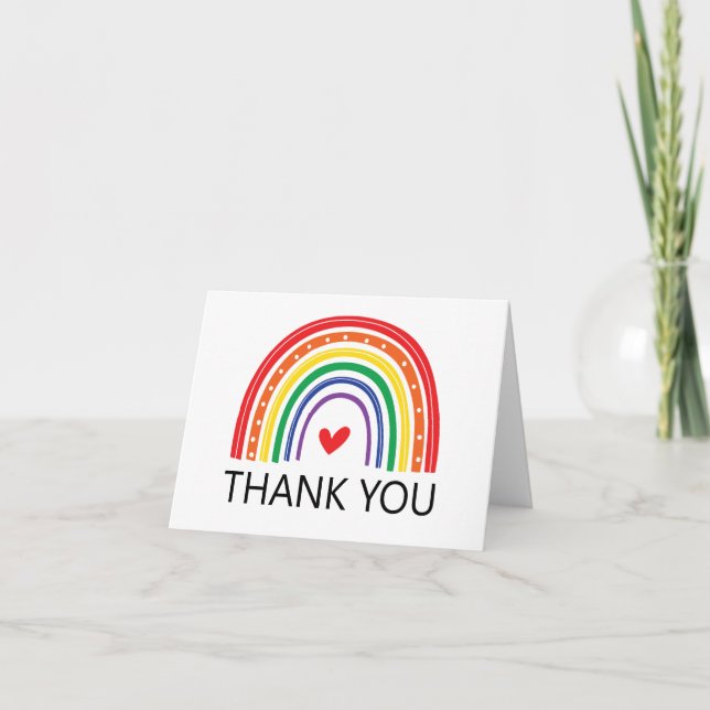 Rainbow with heart thank you card (Front)