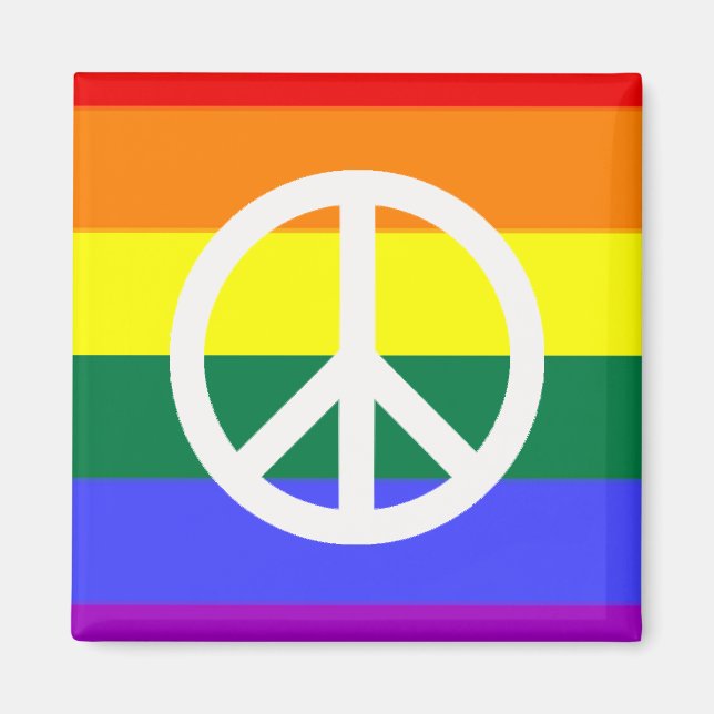 Rainbow with Peace Symbol Magnet (Front)