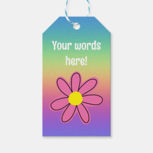 Rainbow with Pink Flower Personalized Gift Tags