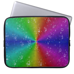rainbow with raindrops on elephant skin optics laptop sleeve