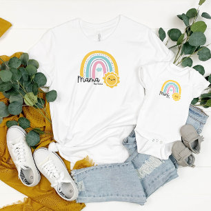 Rainbow With Sun Mama Mini Matching  Baby Bodysuit