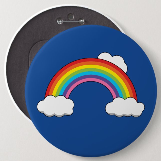 Rainbow with White Clouds 6 Inch Round Button (Front & Back)