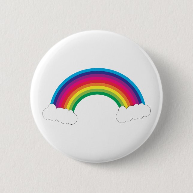 Rainbow with White Clouds Cute 2 Inch Round Button (Front)