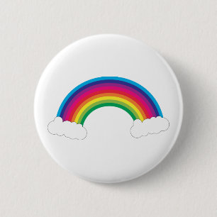 Rainbow with White Clouds Cute 2 Inch Round Button