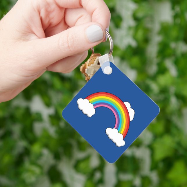 Rainbow with White Clouds Keychain (Hand)