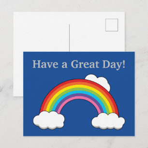 Rainbow with White Clouds   Personalize Holiday Postcard