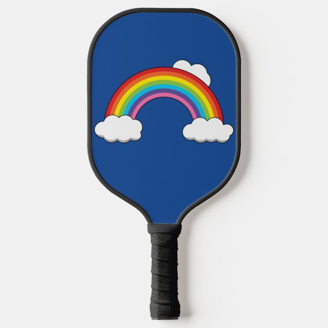 Rainbow with White Clouds Pickleball Paddle (Front)