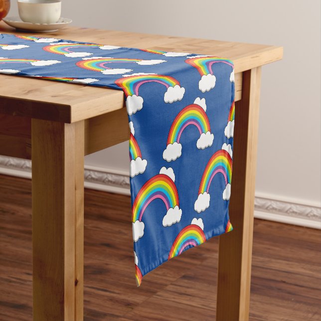 Rainbow with White Clouds Short Table Runner (In Situ)