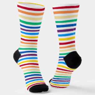 Rainbow With White Stripes Colourful Socks