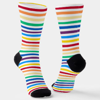 Rainbow With White Stripes Colourful Socks