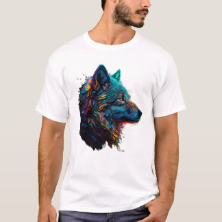 Rainbow Wolf Animal Colourful Graphic T-Shirt