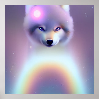 Rainbow Wolf Baby Poster