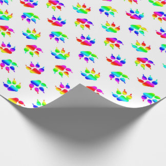Rainbow Wolf Paw Wrapping Paper