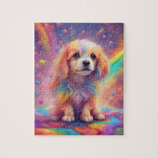 Rainbow World Cute Colourful Dog Jigsaw Puzzle (Vertical)