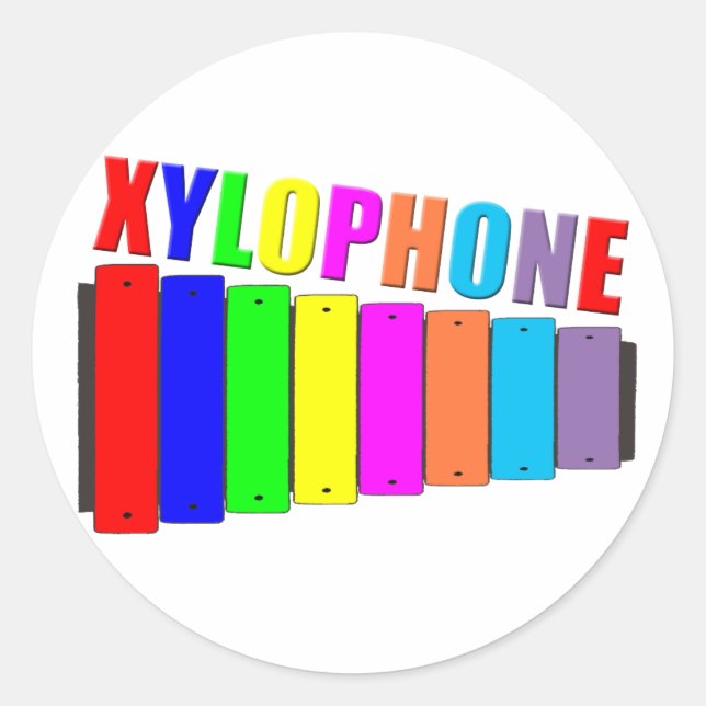 rainbow xylophone classic round sticker (Front)