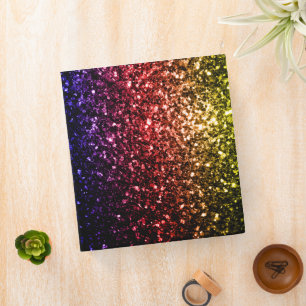 Rainbow yellow red purple faux glitter sparkles binder