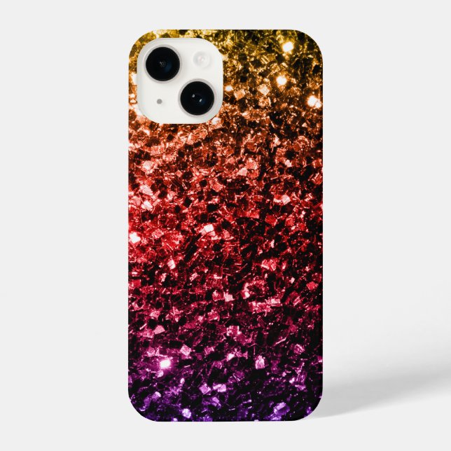 Rainbow yellow red purple sparkles iPhone case (Back)