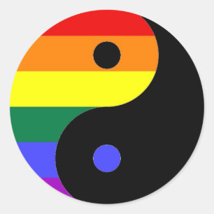 Rainbow Yin and Yang - LGBT Pride Rainbow Colours Classic Round Sticker