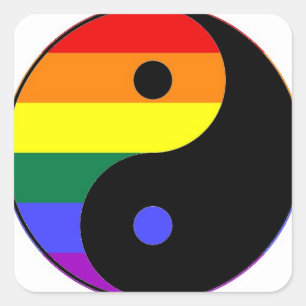Rainbow Yin and Yang - LGBT Pride Rainbow Colours Square Sticker