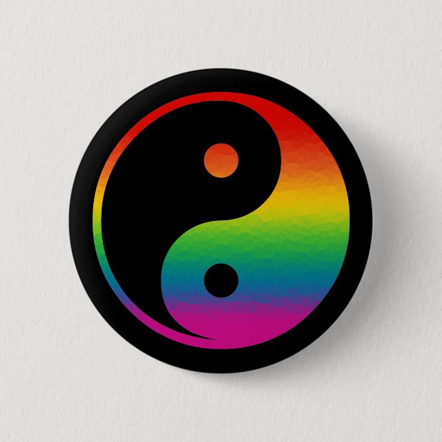Rainbow Yin Yang 2 Inch Round Button (Front)
