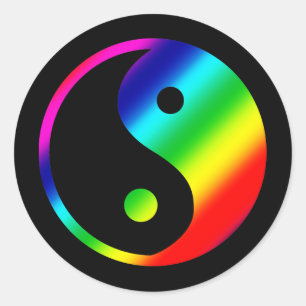 Rainbow Yin Yang Classic Round Sticker